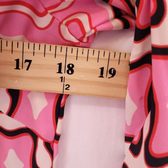 Zara Midi Dress Medium Pink, Black Printed Side Slits Resort - Picture 9 of 12